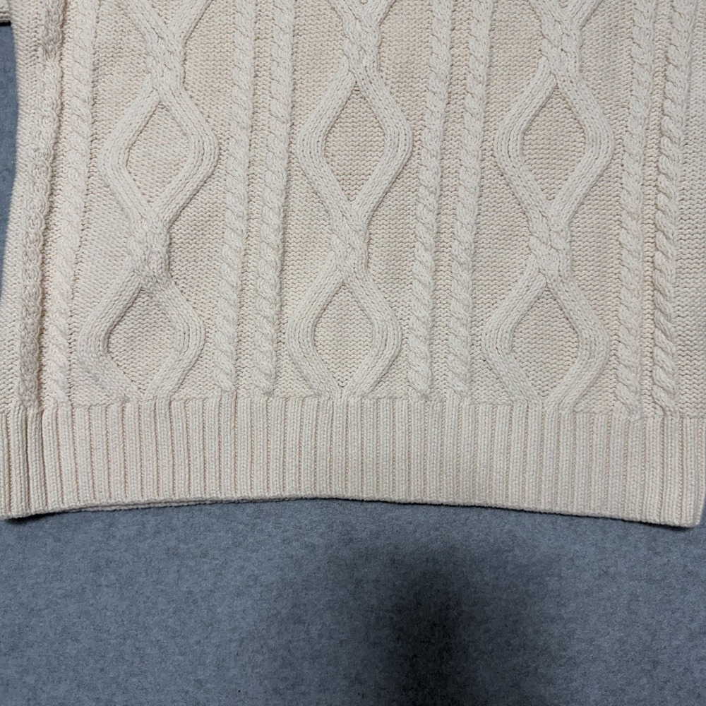 Trendy Queen Pullover Chunky Cableknit Cabincore Sweater Cream Stretch Cozy Sz L - Picture 8 of 11